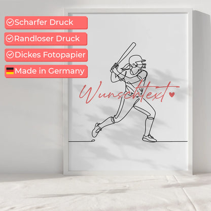 Personalisiertes Poster Lineart Softball Geschenk Tochter & Schwester für Softballspieler Softballspielerin Softball