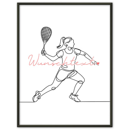 Lineart Poster Personalisiert Squash Geschenk Tochter & Schwester für Squashspieler Squashspielerin squash