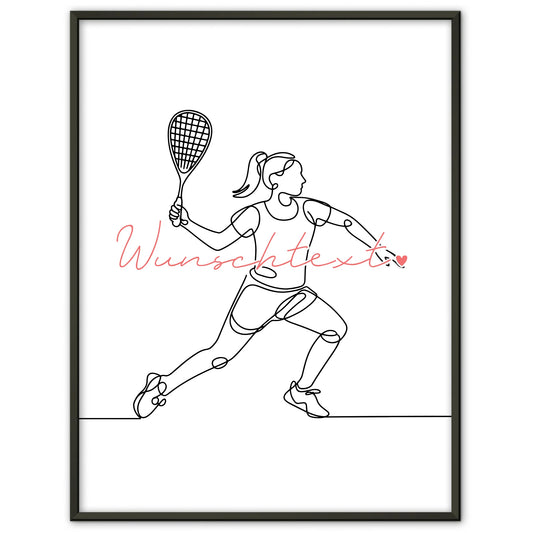 Lineart Poster Personalisiert Squash Geschenk Tochter & Schwester für Squashspieler Squashspielerin squash