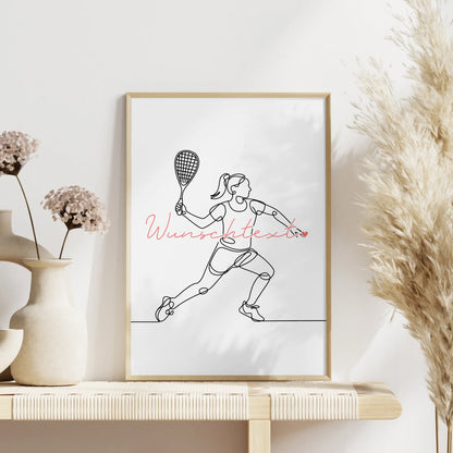Lineart Poster Personalisiert Squash Geschenk Tochter & Schwester für Squashspieler Squashspielerin squash