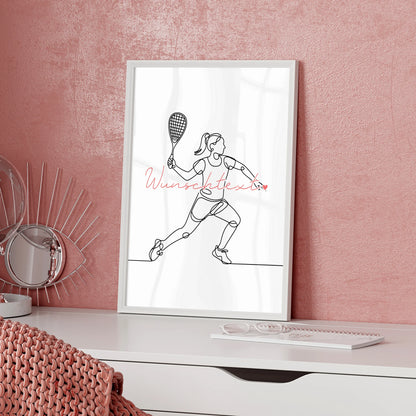 Lineart Poster Personalisiert Squash Geschenk Tochter & Schwester für Squashspieler Squashspielerin squash