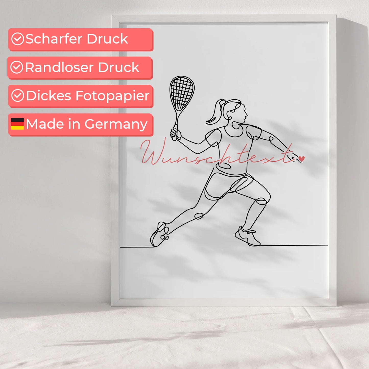 Lineart Poster Personalisiert Squash Geschenk Tochter & Schwester für Squashspieler Squashspielerin squash