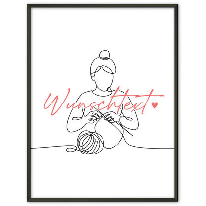 Lineart Poster Stricken Geschenk Tochter & Schwester für Stricker Strickerin knitting