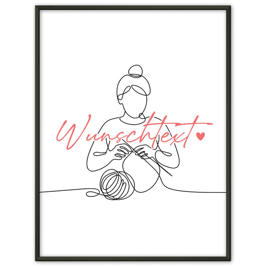Lineart Poster Stricken Geschenk Tochter & Schwester für Stricker Strickerin knitting