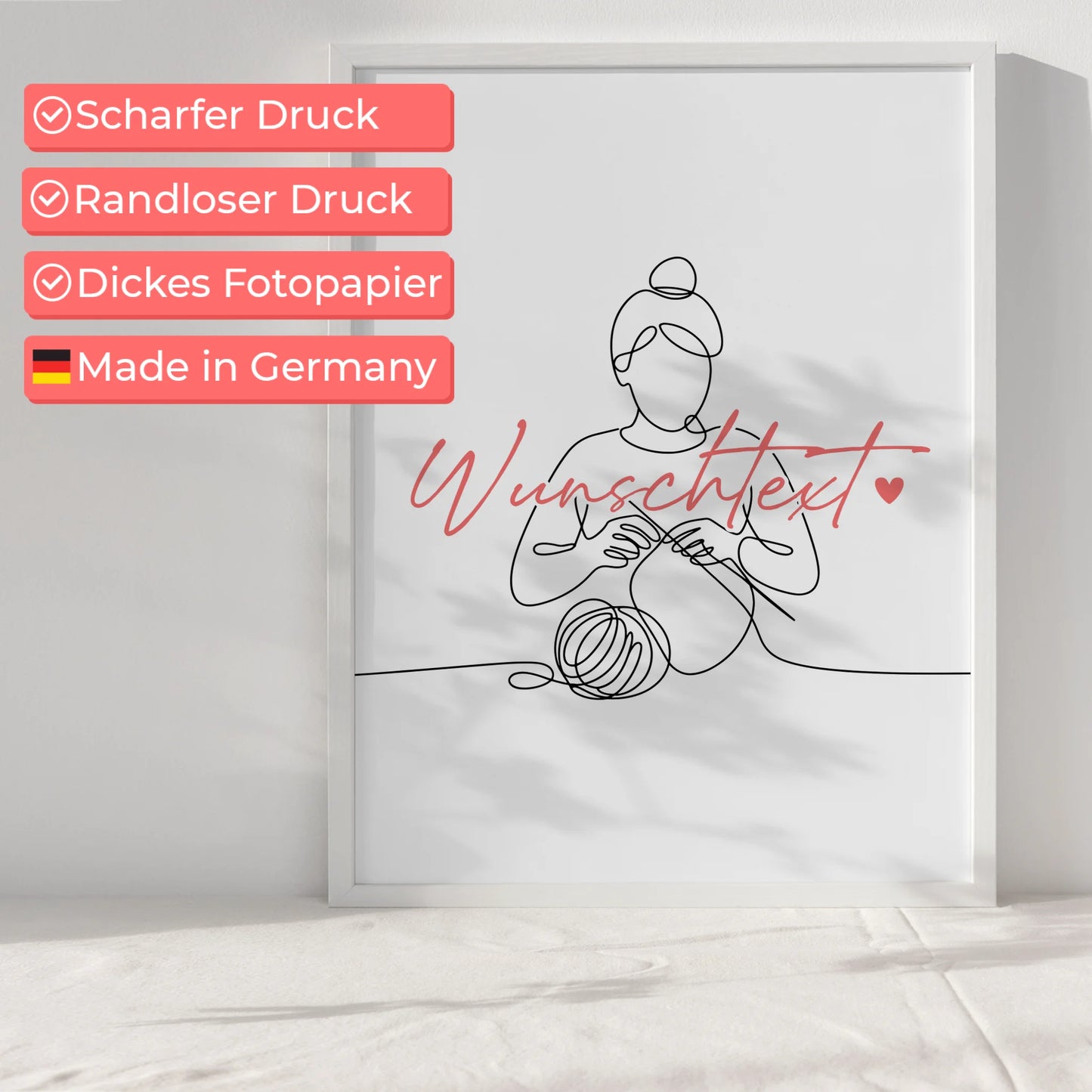 Lineart Poster Stricken Geschenk Tochter & Schwester für Stricker Strickerin knitting