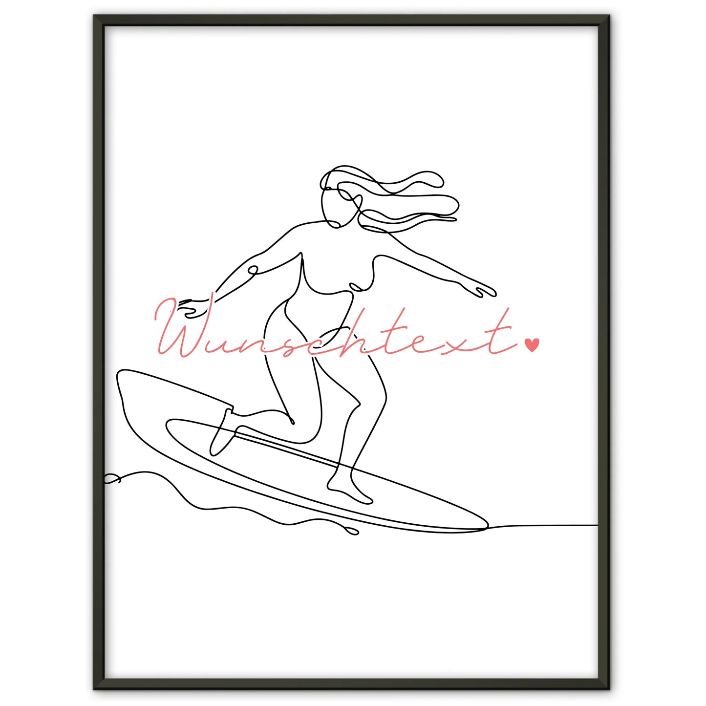 Personalisiertes Poster Lineart Surfen Geschenk Tochter & Schwester für Surfer Surferin surfing