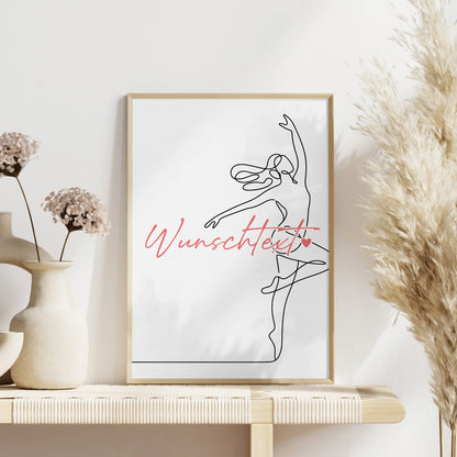 Lineart Poster Personalisiert Tanzen Geschenk Tochter & Schwester für Tänzer Tänzerin Dance