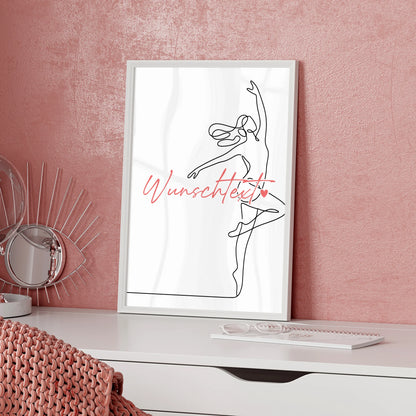 Lineart Poster Personalisiert Tanzen Geschenk Tochter & Schwester für Tänzer Tänzerin Dance