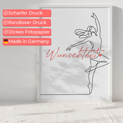 Lineart Poster Personalisiert Tanzen Geschenk Tochter & Schwester für Tänzer Tänzerin Dance