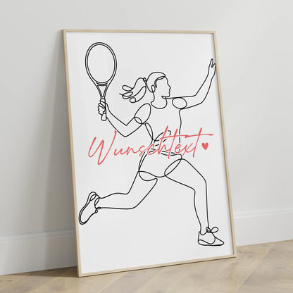 Personalisiertes Poster Lineart Tennis Geschenk Tochter & Schwester für Tennisspieler Tennisspielerin tennis