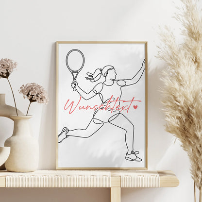 Personalisiertes Poster Lineart Tennis Geschenk Tochter & Schwester für Tennisspieler Tennisspielerin tennis