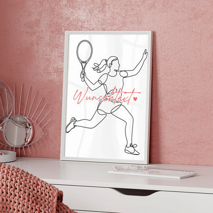 Personalisiertes Poster Lineart Tennis Geschenk Tochter & Schwester für Tennisspieler Tennisspielerin tennis