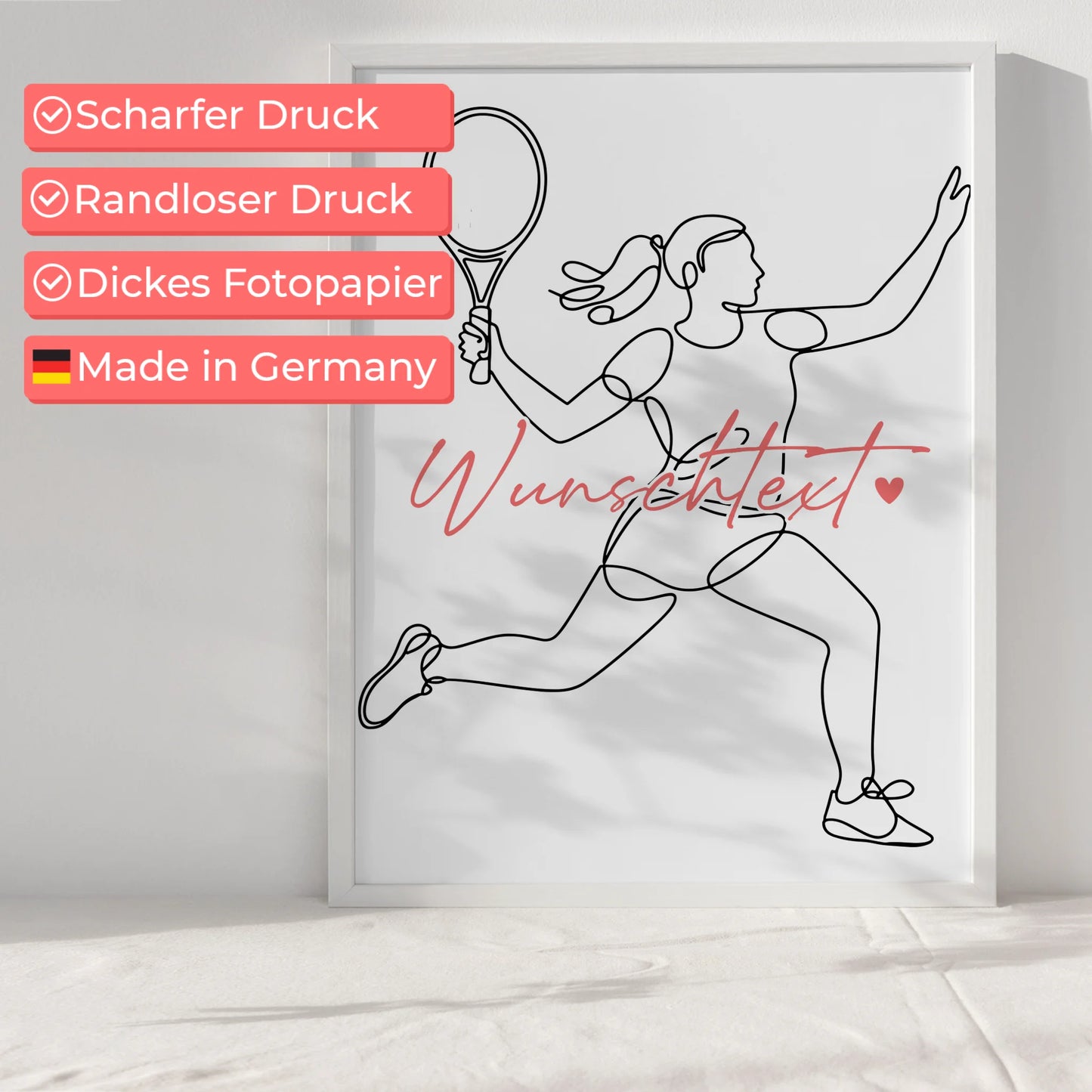 Personalisiertes Poster Lineart Tennis Geschenk Tochter & Schwester für Tennisspieler Tennisspielerin tennis