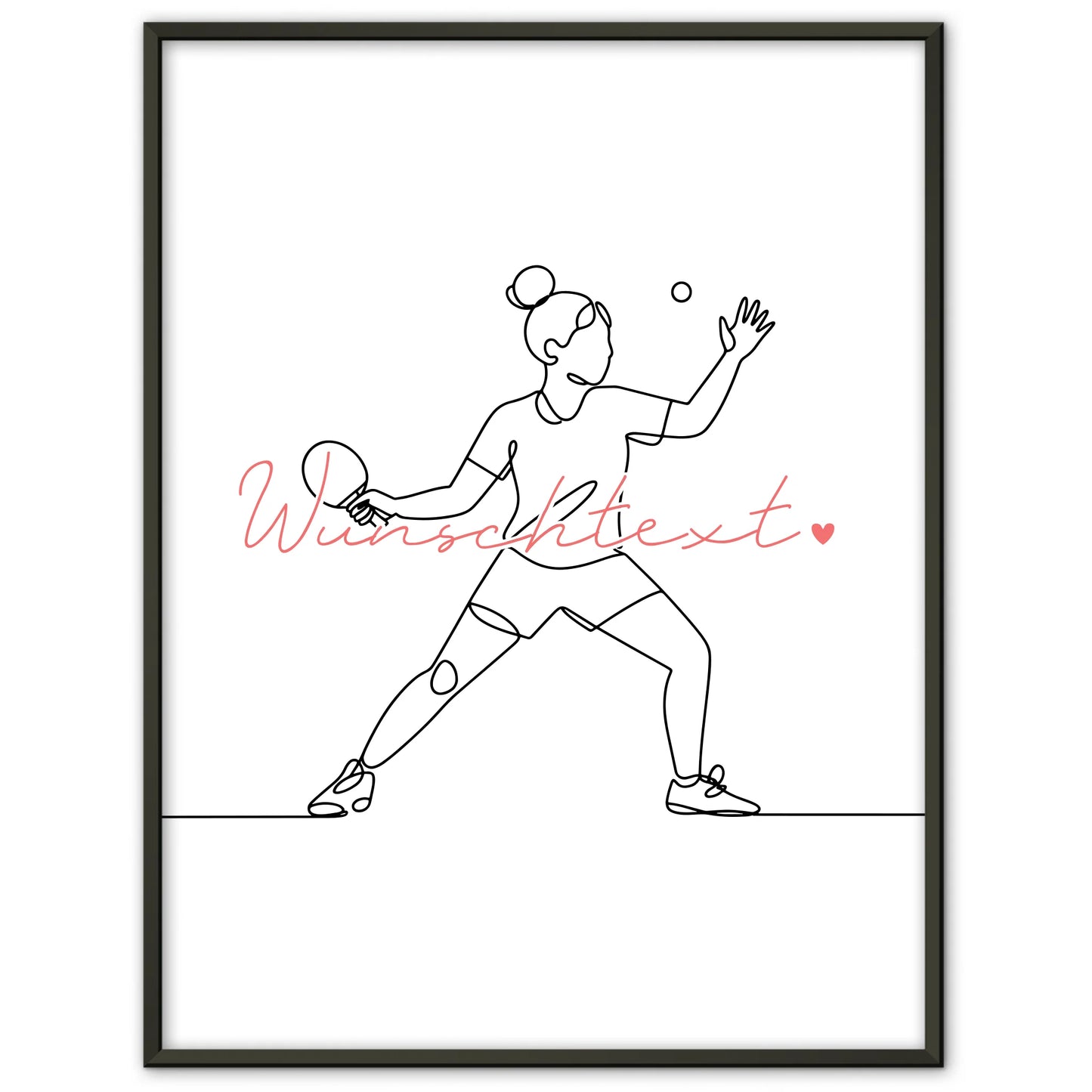 Lineart Poster Personalisiert Tischtennis Geschenk Tochter & Schwester für Tischtennisspieler Tischtennisspielerin Table tennis