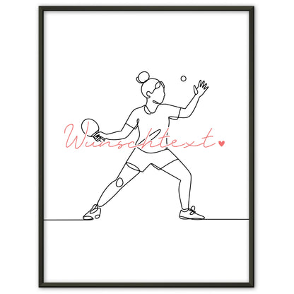 Lineart Poster Personalisiert Tischtennis Geschenk Tochter & Schwester für Tischtennisspieler Tischtennisspielerin Table tennis