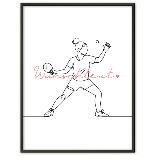 Lineart Poster Personalisiert Tischtennis Geschenk Tochter & Schwester für Tischtennisspieler Tischtennisspielerin Table tennis