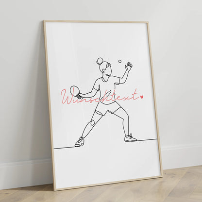 Lineart Poster Personalisiert Tischtennis Geschenk Tochter & Schwester für Tischtennisspieler Tischtennisspielerin Table tennis