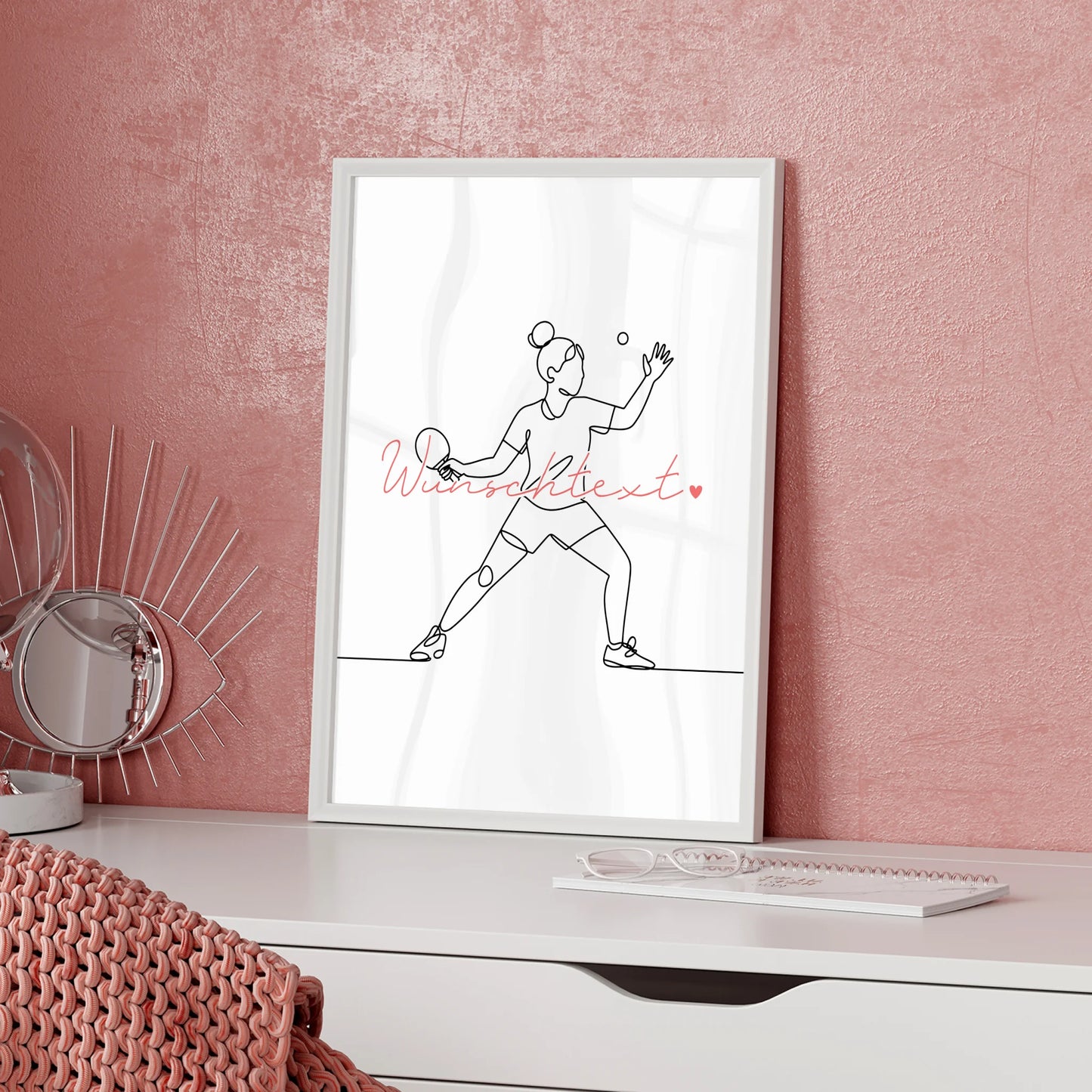 Lineart Poster Personalisiert Tischtennis Geschenk Tochter & Schwester für Tischtennisspieler Tischtennisspielerin Table tennis