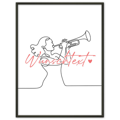 Lineart Poster Trompete Geschenk Tochter & Schwester für Trompeter Trompeterin trumpet