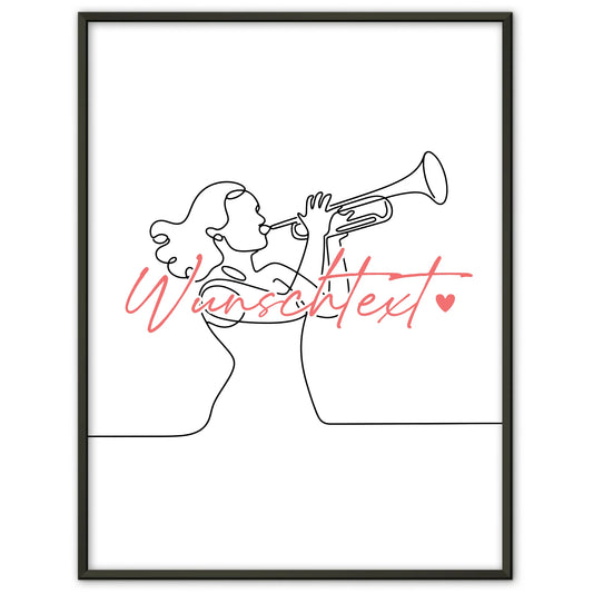 Lineart Poster Trompete Geschenk Tochter & Schwester für Trompeter Trompeterin trumpet