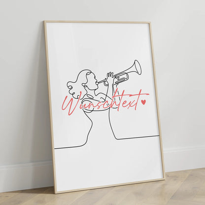 Lineart Poster Trompete Geschenk Tochter & Schwester für Trompeter Trompeterin trumpet