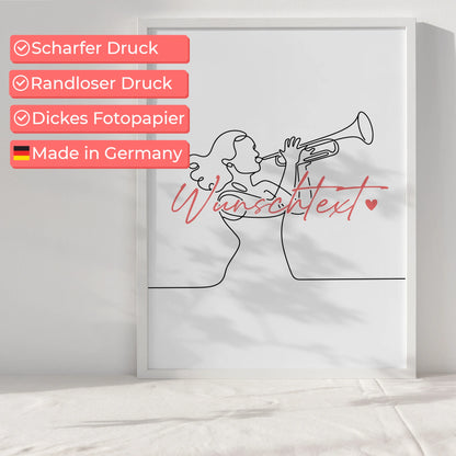Lineart Poster Trompete Geschenk Tochter & Schwester für Trompeter Trompeterin trumpet