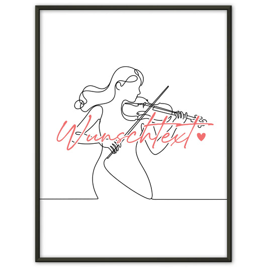 Lineart Poster Personalisiert Violine Geschenk Tochter & Schwester für Violinist Violinistin violin