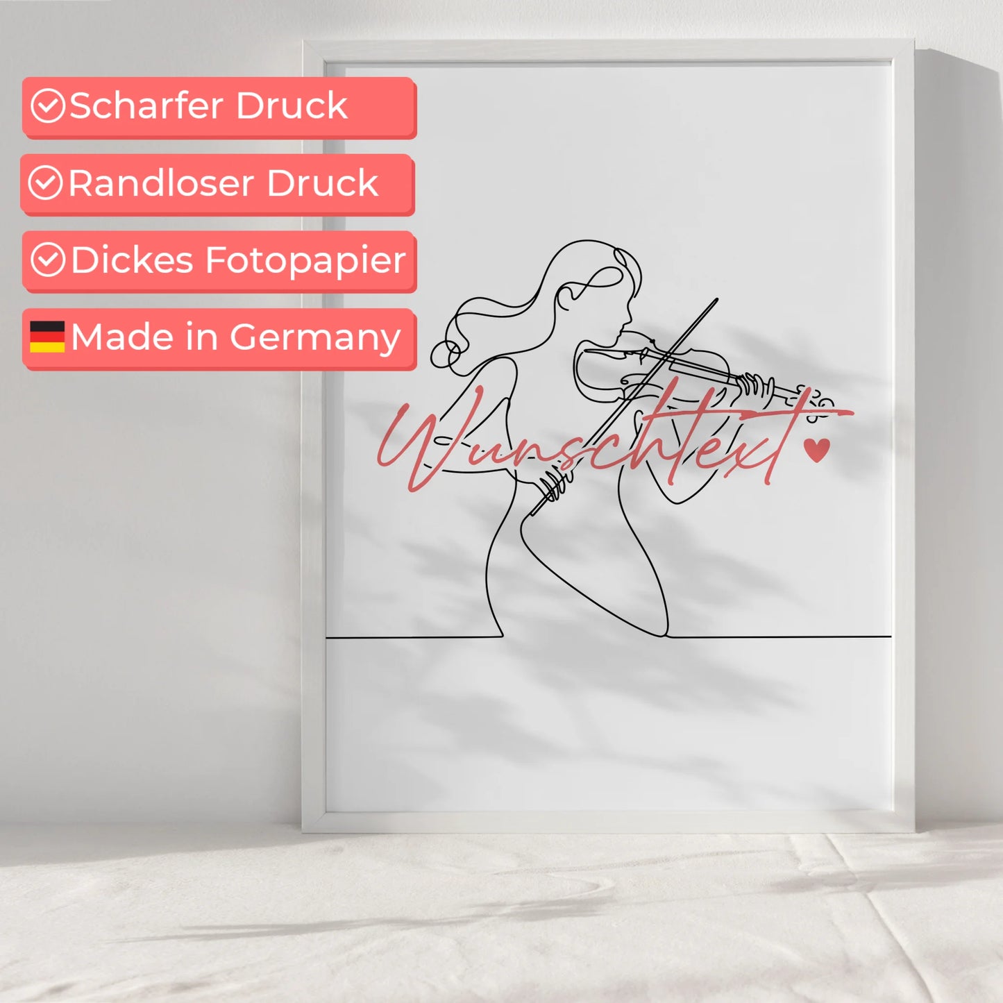 Lineart Poster Personalisiert Violine Geschenk Tochter & Schwester für Violinist Violinistin violin