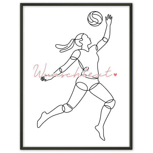 Lineart Poster Volleyball Geschenk Tochter & Schwester für Volleyballer Volleyballerin volleyball