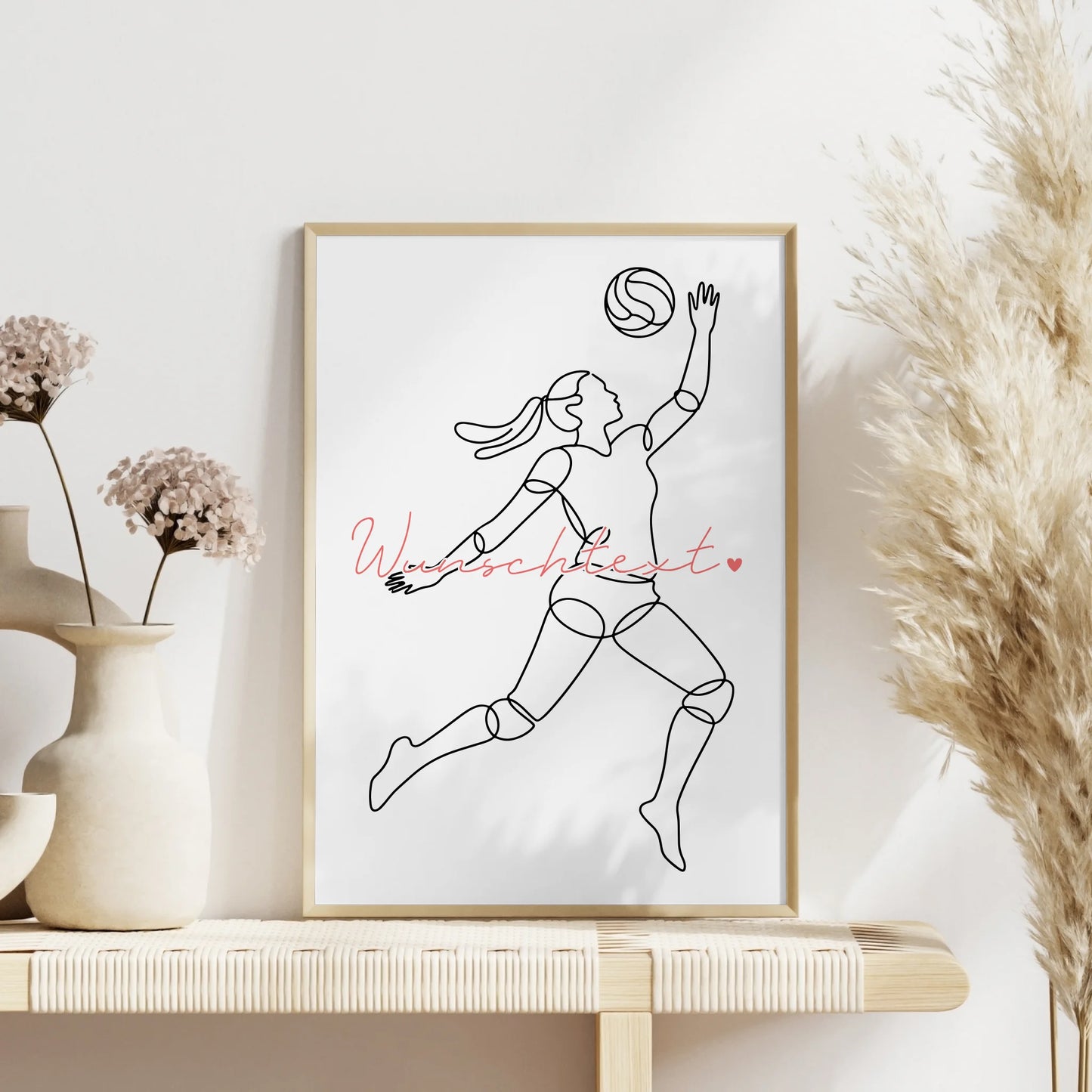 Lineart Poster Volleyball Geschenk Tochter & Schwester für Volleyballer Volleyballerin volleyball