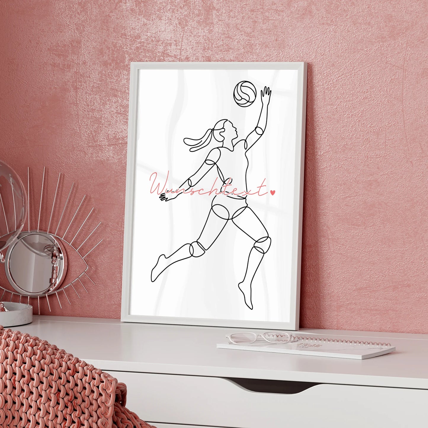 Lineart Poster Volleyball Geschenk Tochter & Schwester für Volleyballer Volleyballerin volleyball