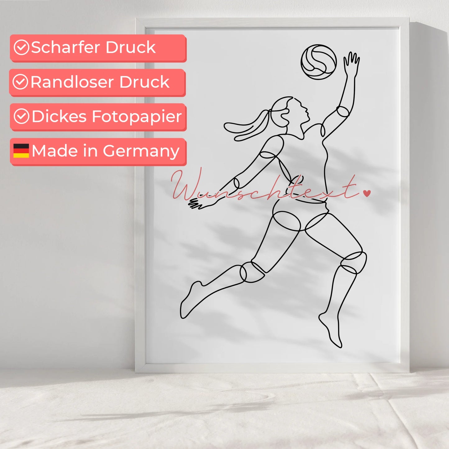 Lineart Poster Volleyball Geschenk Tochter & Schwester für Volleyballer Volleyballerin volleyball