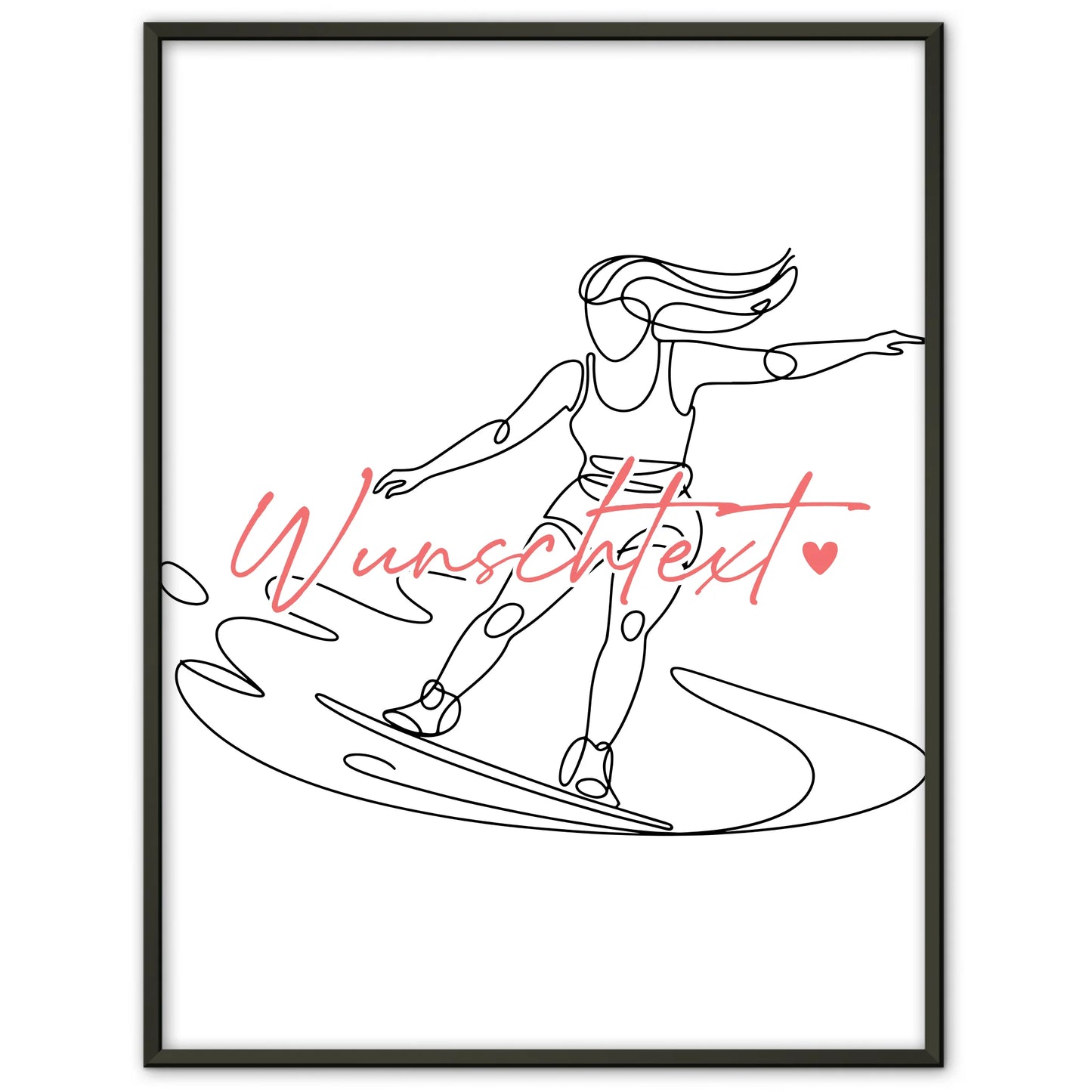 Personalisiertes Poster Lineart Wakeboarden Geschenk Tochter & Schwester für Wakeboarder Wakeboarderin Wakeboarding