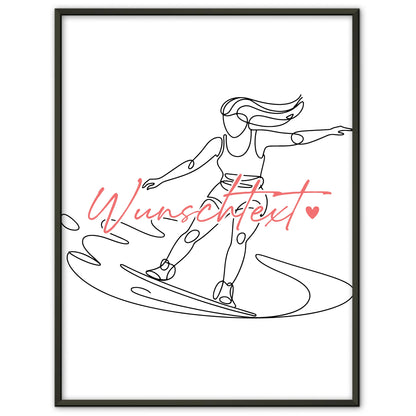 Personalisiertes Poster Lineart Wakeboarden Geschenk Tochter & Schwester für Wakeboarder Wakeboarderin Wakeboarding