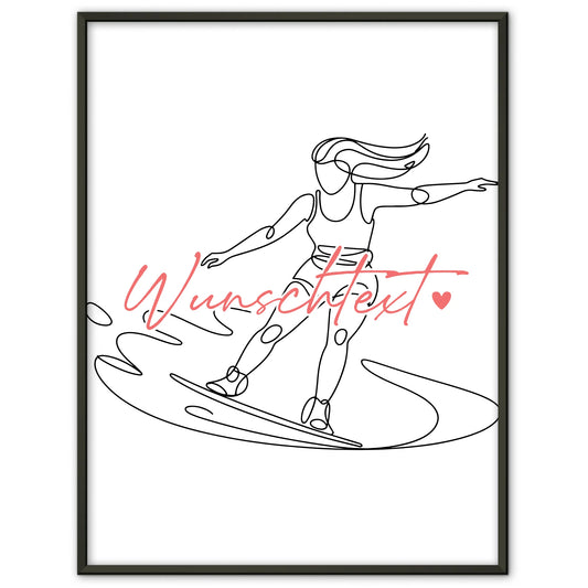 Personalisiertes Poster Lineart Wakeboarden Geschenk Tochter & Schwester für Wakeboarder Wakeboarderin Wakeboarding