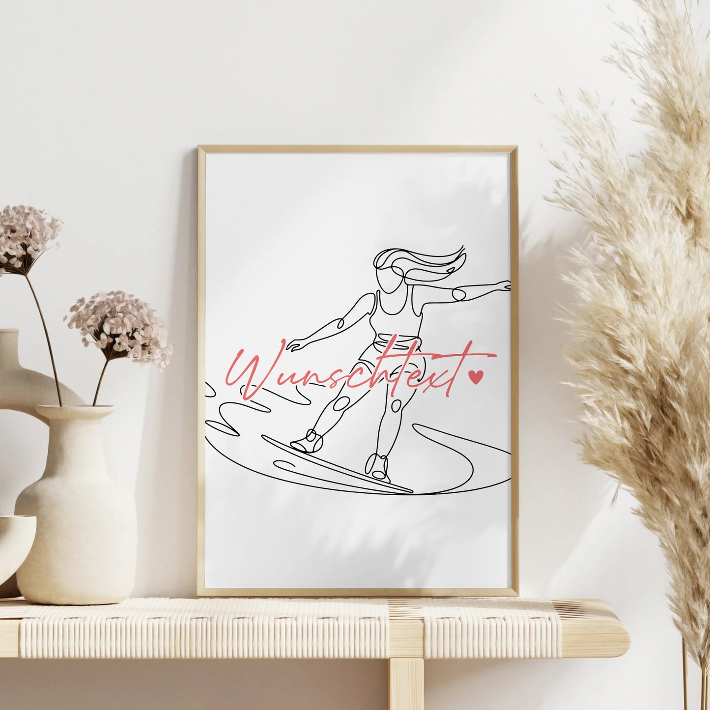 Personalisiertes Poster Lineart Wakeboarden Geschenk Tochter & Schwester für Wakeboarder Wakeboarderin Wakeboarding