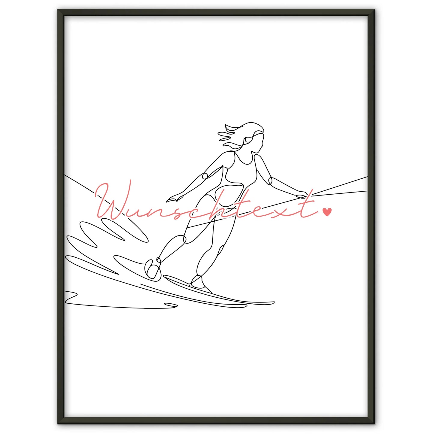 Lineart Poster Personalisiert Wasserskifahren Geschenk Tochter & Schwester für Wasserskifahrer Wasserskifahrerin Go water skiing
