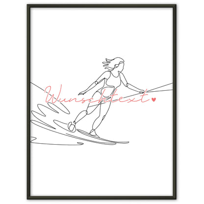 Lineart Poster Personalisiert Wasserskifahren Geschenk Tochter & Schwester für Wasserskifahrer Wasserskifahrerin Go water skiing