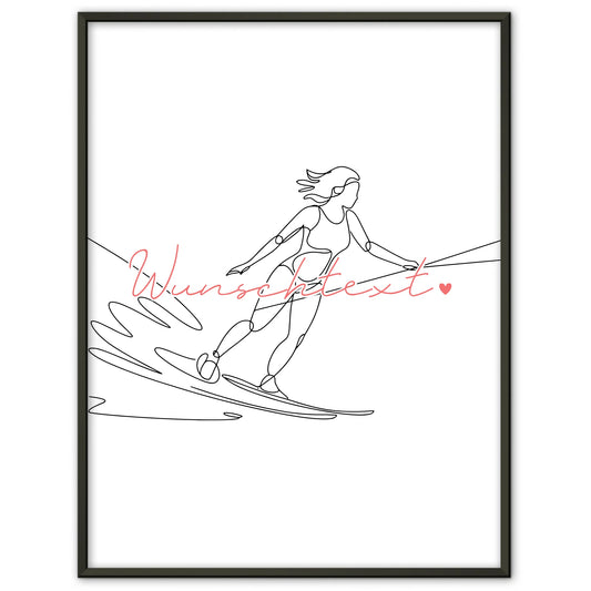 Lineart Poster Personalisiert Wasserskifahren Geschenk Tochter & Schwester für Wasserskifahrer Wasserskifahrerin Go water skiing