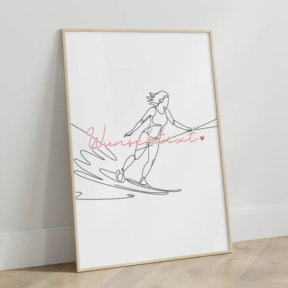 Lineart Poster Personalisiert Wasserskifahren Geschenk Tochter & Schwester für Wasserskifahrer Wasserskifahrerin Go water skiing