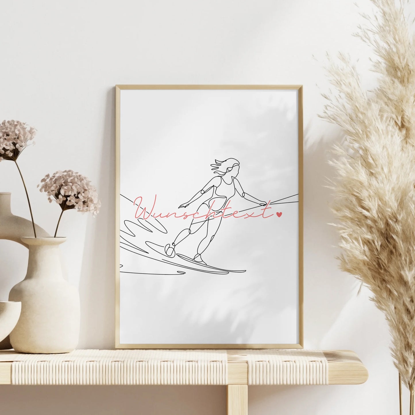 Lineart Poster Personalisiert Wasserskifahren Geschenk Tochter & Schwester für Wasserskifahrer Wasserskifahrerin Go water skiing
