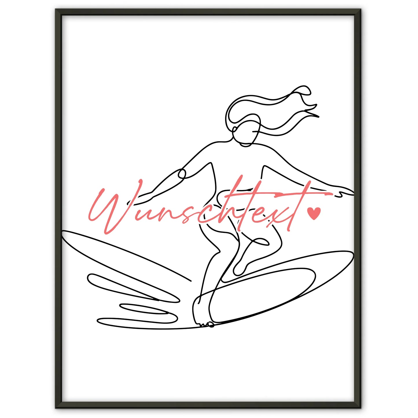 Lineart Poster Wellenreiten Geschenk Tochter & Schwester für Wellenreiter Wellenreiterin Surfing