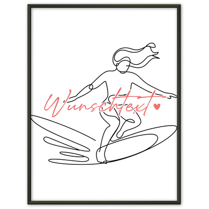 Lineart Poster Wellenreiten Geschenk Tochter & Schwester für Wellenreiter Wellenreiterin Surfing