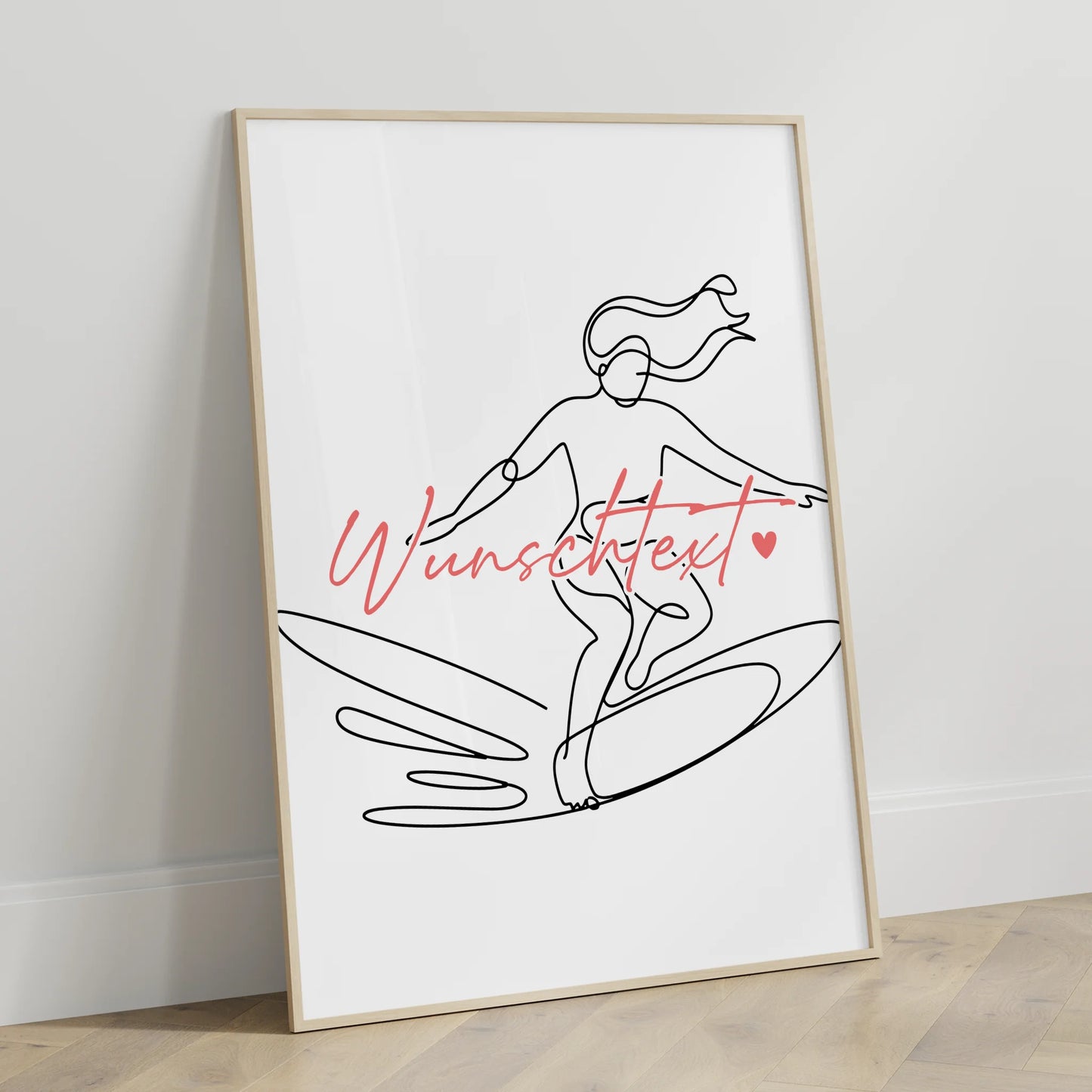 Lineart Poster Wellenreiten Geschenk Tochter & Schwester für Wellenreiter Wellenreiterin Surfing