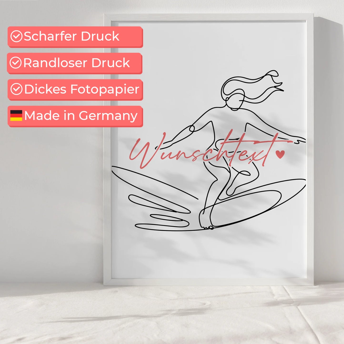 Lineart Poster Wellenreiten Geschenk Tochter & Schwester für Wellenreiter Wellenreiterin Surfing