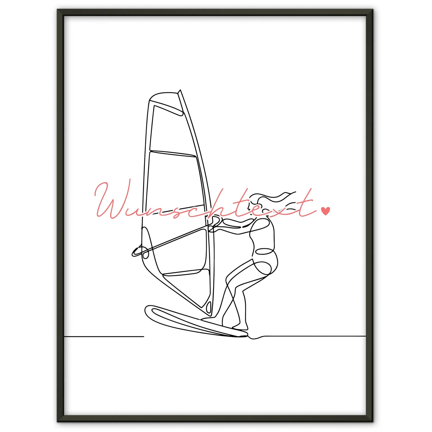 Personalisiertes Poster Lineart Windsurfen Geschenk Tochter & Schwester für Windsurfer Windsurferin Windsurfing