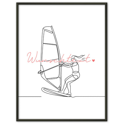 Personalisiertes Poster Lineart Windsurfen Geschenk Tochter & Schwester für Windsurfer Windsurferin Windsurfing