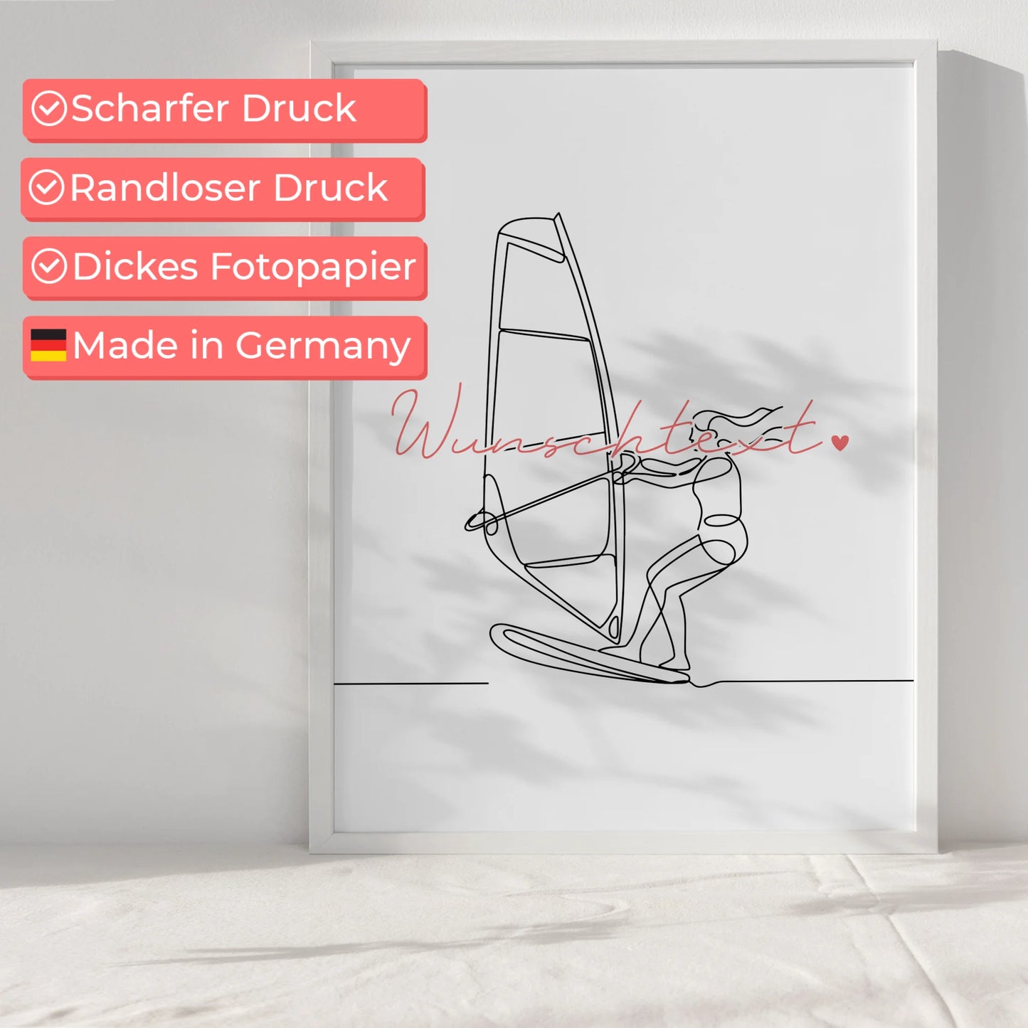 Personalisiertes Poster Lineart Windsurfen Geschenk Tochter & Schwester für Windsurfer Windsurferin Windsurfing