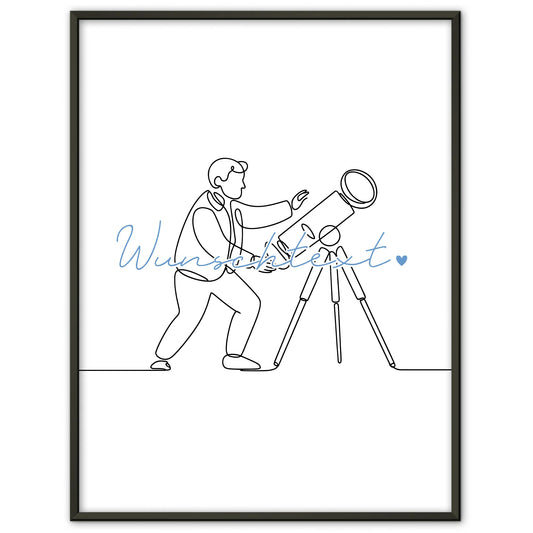 Lineart Poster Astronomie Geschenk Sohn & Bruder für Astronom Astronomin astronomy