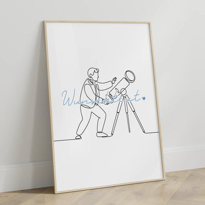 Lineart Poster Astronomie Geschenk Sohn & Bruder für Astronom Astronomin astronomy